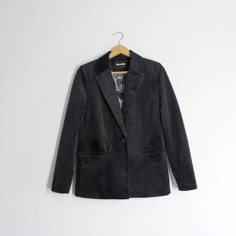 Blackmilk Black Velvet Nielsen Fairy Tales Blazer jacket art to wear XS 4/6 NWT - Picture 4 of 13